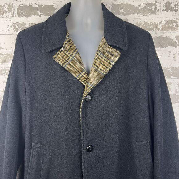 Vtg‎ Ace Sportswear Wool Over Coat Men’s 42 Charcoal Blue Undertones Tweed Lined - Picture 4 of 16
